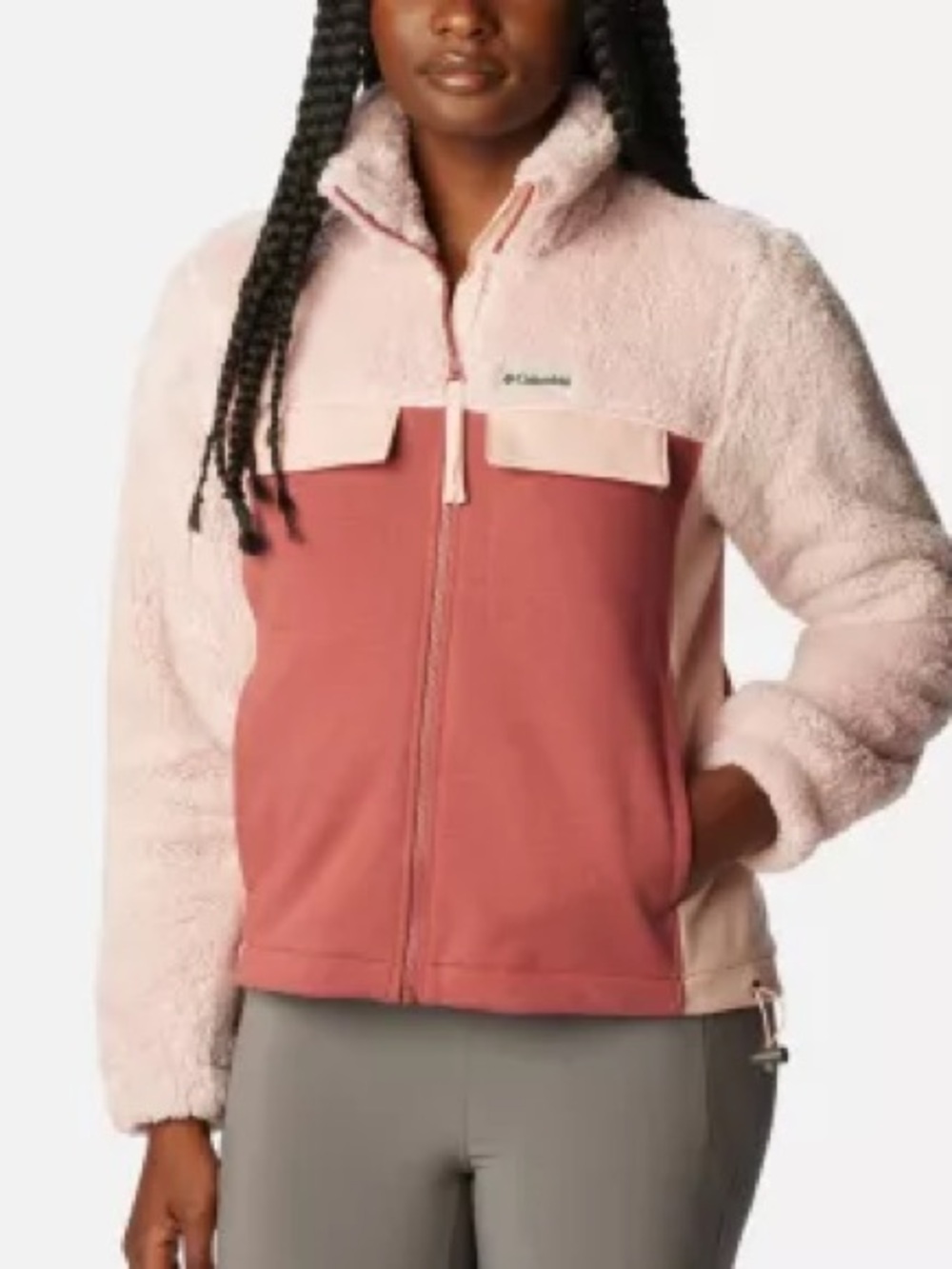 Columbia Lodge Hybrid Sherpa Full Zip Jacket dusty pink beetroot small